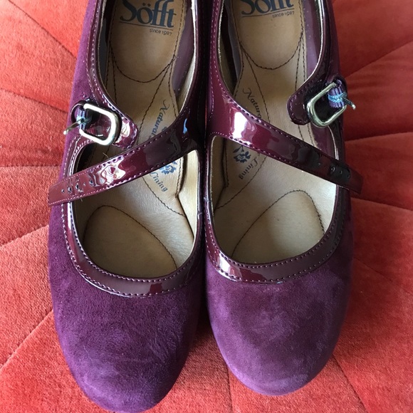 Sofft suede bordeaux Madelia strappy platform heal - Picture 2 of 16